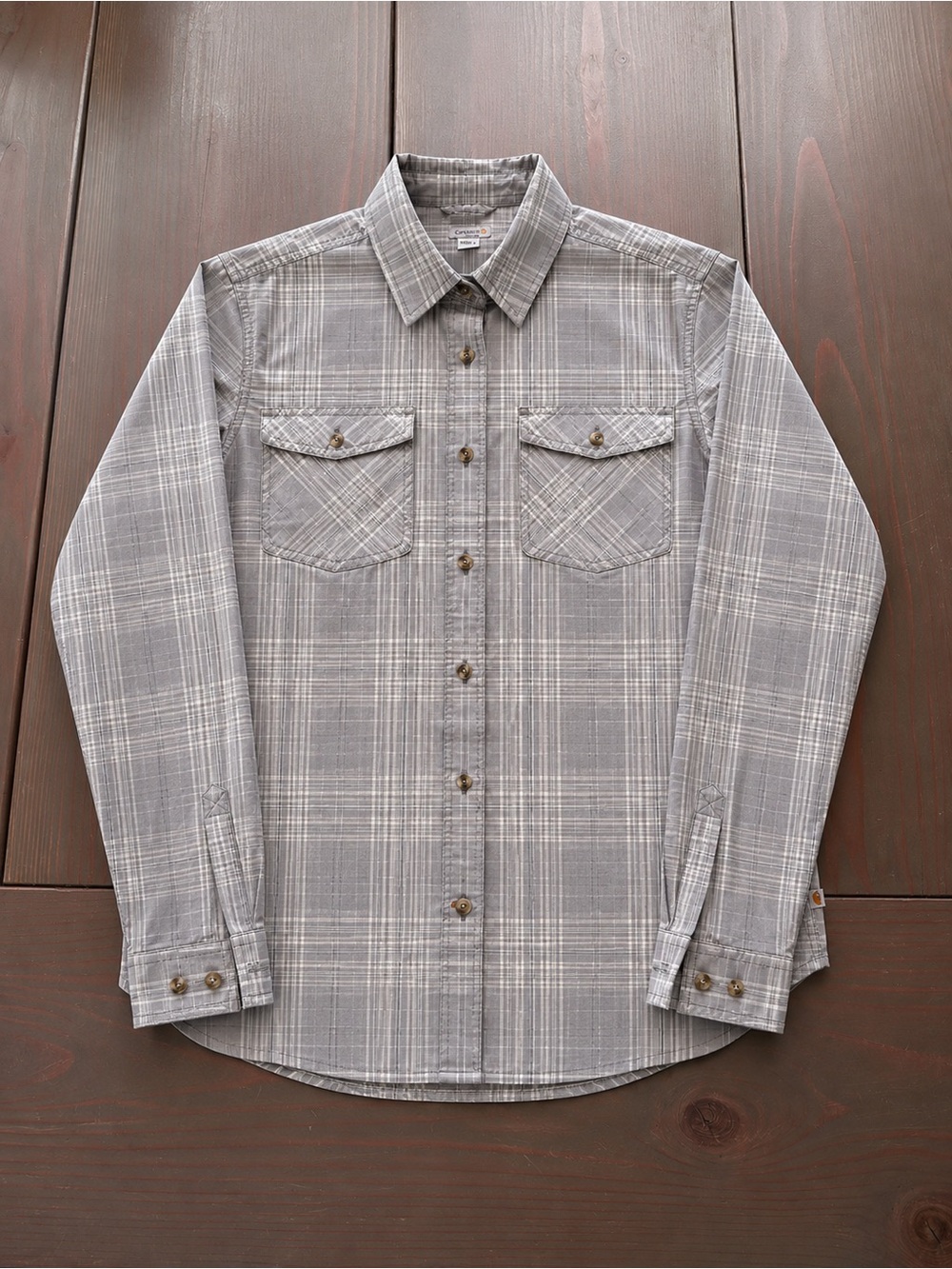 Carhartt Women’s Gray Plaid Button-Down Shirt Medium